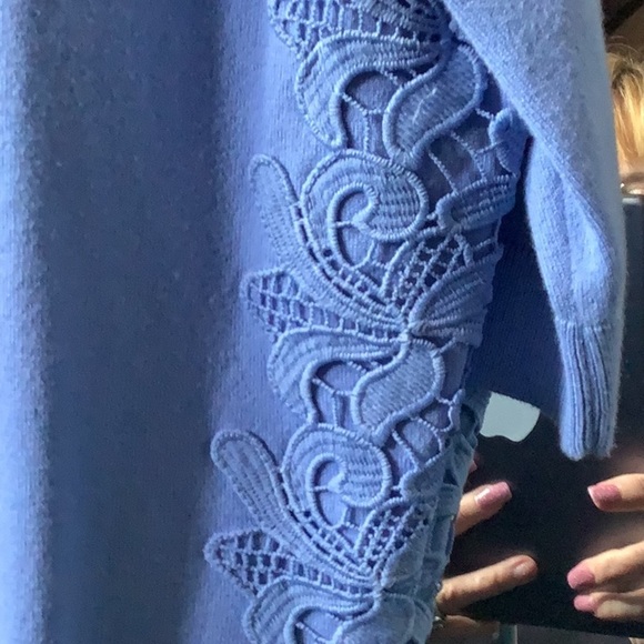 Talbots Light Blue Lace Cardigan Sweater Women’s Size L Button Front - Picture 3 of 6